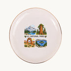 U.S. National Parks Ceramic Ring Dish, Gold Rim Trinket Tray, Jewelry Holder Gift, Five Shape Options