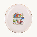 Copenhagen Ceramic Ring Dish, Gold Rim Trinket Tray, Jewelry Holder Gift, Five Shape Options