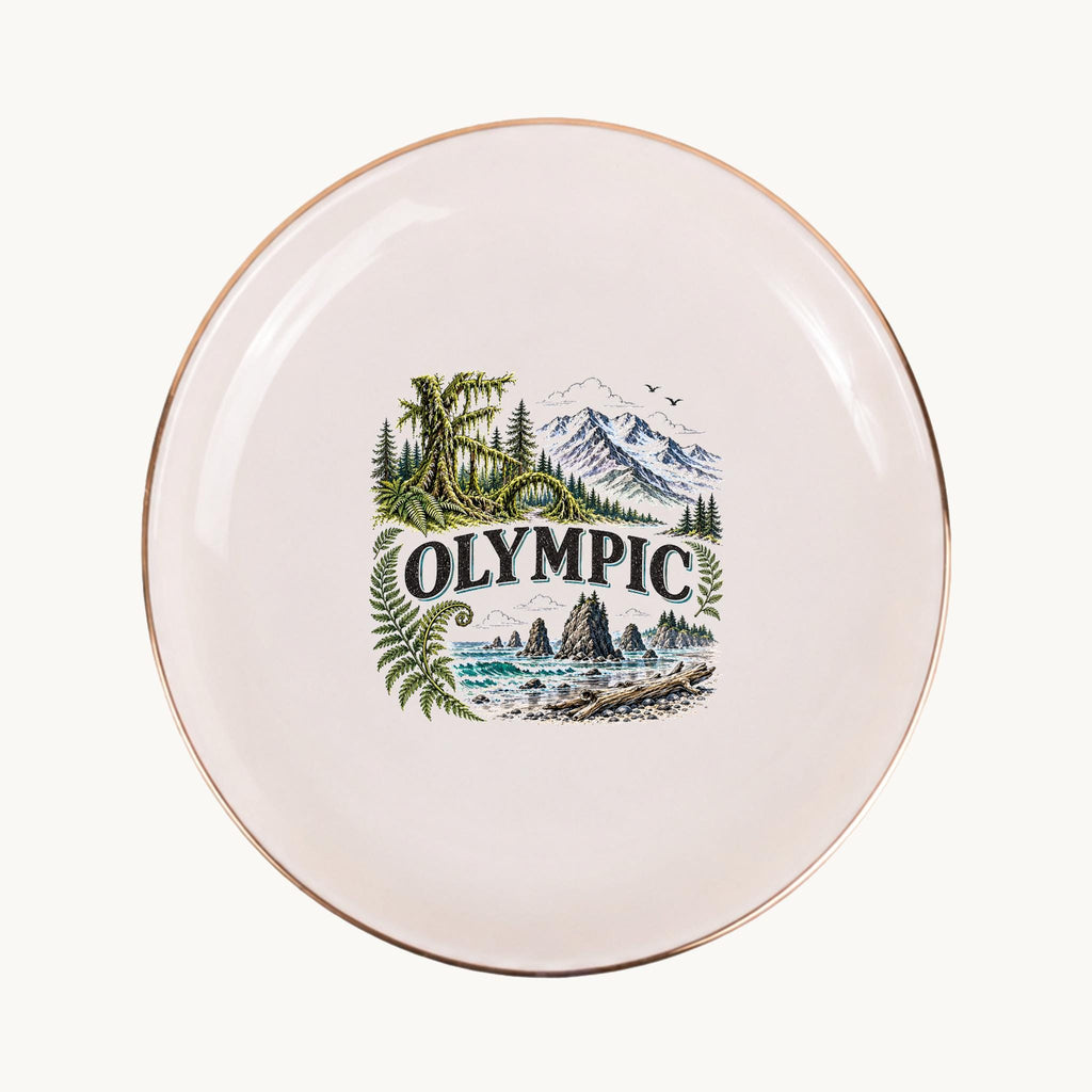 Olympic Ceramic Ring Dish, Gold Rim Trinket Tray, Jewelry Holder Gift, Five Shape Options