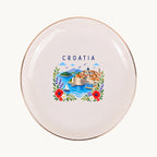 Croatia Ceramic Ring Dish, Gold Rim Trinket Tray, Jewelry Holder Gift, Five Shape Options