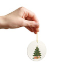 Christmas Tree and Gifts Ceramic Ornament, Double Sided Round Christmas Decoration, Holiday Keepsake Gift