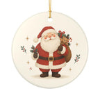 Jolly Santa Claus Ceramic Ornament, Double Sided Round Christmas Decoration, Holiday Keepsake Gift