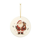 Jolly Santa Claus Ceramic Ornament, Double Sided Round Christmas Decoration, Holiday Keepsake Gift