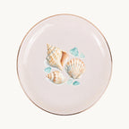 Coastal Shells Ceramic Ring Dish, Gold Rim Trinket Tray, Jewelry Holder Gift, Five Shape Options