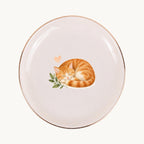 Sleeping Cat Ceramic Ring Dish, Gold Rim Trinket Tray, Jewelry Holder Gift, Five Shape Options
