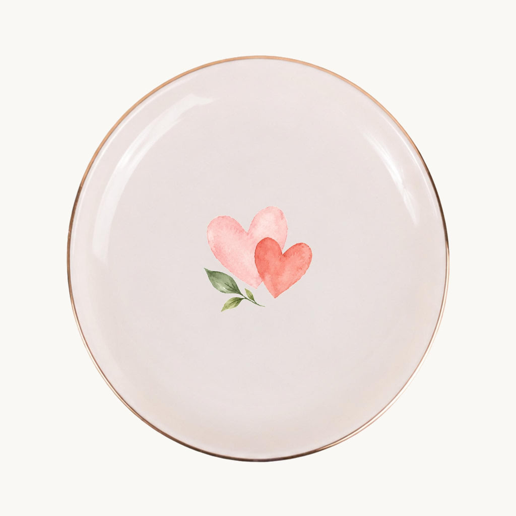 Little Love Ceramic Ring Dish, Gold Rim Trinket Tray, Jewelry Holder Gift, Five Shape Options