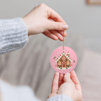 Gingerbread House Ceramic Ornament, Double Sided Round Christmas Decoration, Holiday Keepsake Gift