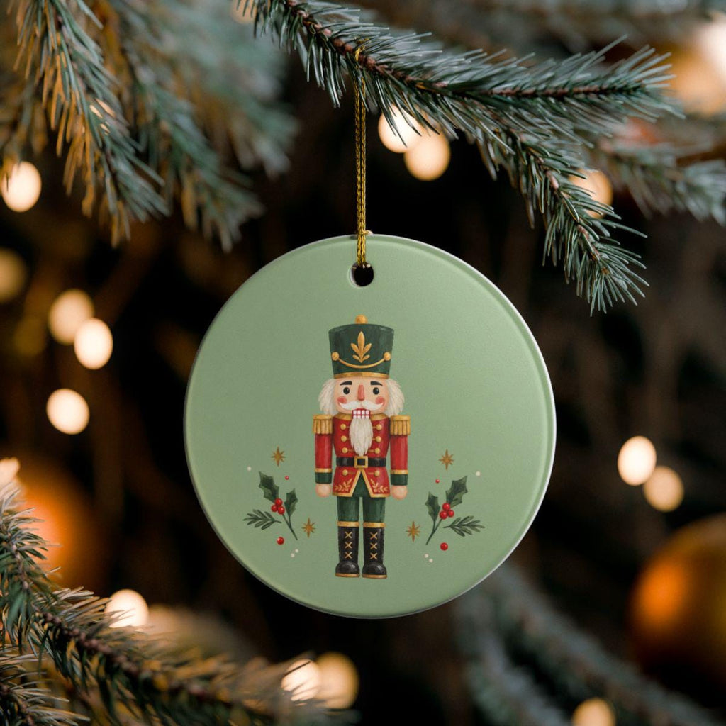 Classic Nutcracker Ceramic Ornament, Double Sided Round Christmas Decoration, Holiday Keepsake Gift
