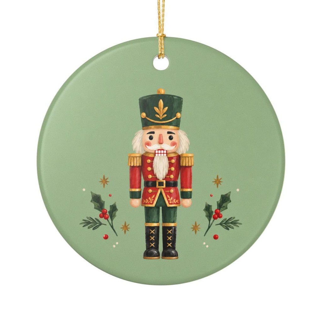 Classic Nutcracker Ceramic Ornament, Double Sided Round Christmas Decoration, Holiday Keepsake Gift