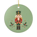 Classic Nutcracker Ceramic Ornament, Double Sided Round Christmas Decoration, Holiday Keepsake Gift