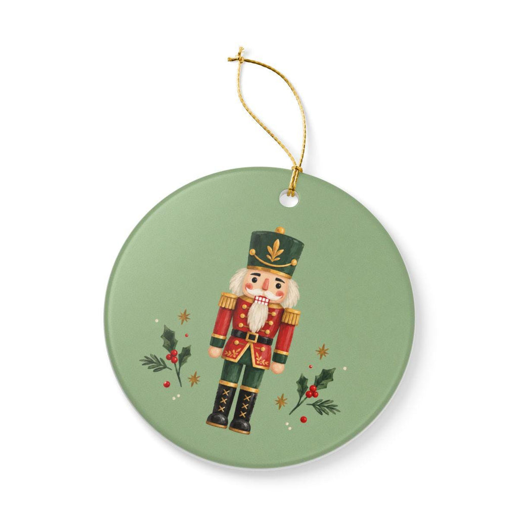 Classic Nutcracker Ceramic Ornament, Double Sided Round Christmas Decoration, Holiday Keepsake Gift