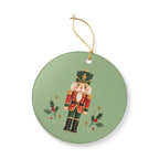 Classic Nutcracker Ceramic Ornament, Double Sided Round Christmas Decoration, Holiday Keepsake Gift
