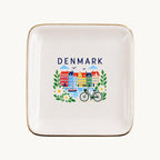 Denmark Ceramic Ring Dish, Gold Rim Trinket Tray, Jewelry Holder Gift, Five Shape Options