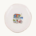 Copenhagen Ceramic Ring Dish, Gold Rim Trinket Tray, Jewelry Holder Gift, Five Shape Options
