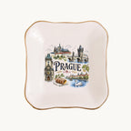 Prague Ceramic Ring Dish, Gold Rim Trinket Tray, Jewelry Holder Gift, Five Shape Options