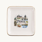 Prague Ceramic Ring Dish, Gold Rim Trinket Tray, Jewelry Holder Gift, Five Shape Options