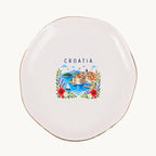 Croatia Ceramic Ring Dish, Gold Rim Trinket Tray, Jewelry Holder Gift, Five Shape Options