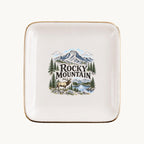 Rocky Mountain Ceramic Ring Dish, Gold Rim Trinket Tray, Jewelry Holder Gift, Five Shape Options