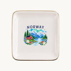 Norway Ceramic Ring Dish, Gold Rim Trinket Tray, Jewelry Holder Gift, Five Shape Options