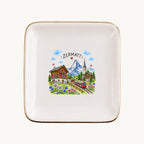 Zermatt Ceramic Ring Dish, Gold Rim Trinket Tray, Jewelry Holder Gift, Five Shape Options