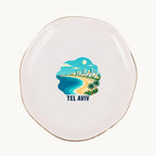 Tel Aviv Ceramic Ring Dish, Gold Rim Trinket Tray, Jewelry Holder Gift, Five Shape Options