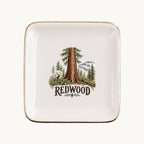 Redwood Ceramic Ring Dish, Gold Rim Trinket Tray, Jewelry Holder Gift, Five Shape Options