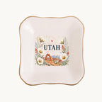 Utah Ceramic Ring Dish, Gold Rim Trinket Tray, Jewelry Holder Gift, Five Shape Options