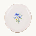 Blue Wildflower Ceramic Ring Dish, Gold Rim Trinket Tray, Jewelry Holder Gift, Five Shape Options