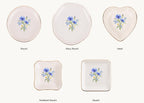 Blue Wildflower Ceramic Ring Dish, Gold Rim Trinket Tray, Jewelry Holder Gift, Five Shape Options