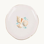 Coastal Shells Ceramic Ring Dish, Gold Rim Trinket Tray, Jewelry Holder Gift, Five Shape Options