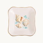 Coastal Shells Ceramic Ring Dish, Gold Rim Trinket Tray, Jewelry Holder Gift, Five Shape Options