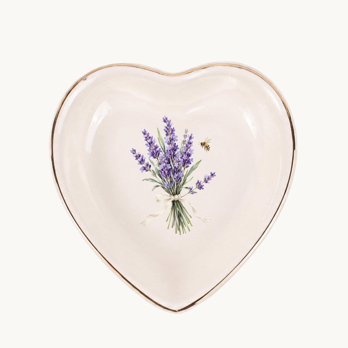 Lavender Garden Ceramic Ring Dish, Gold Rim Trinket Tray, Jewelry Holder Gift, Five Shape Options