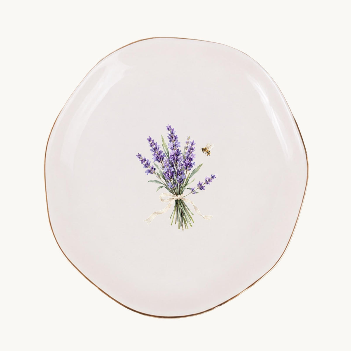 Lavender Garden Ceramic Ring Dish, Gold Rim Trinket Tray, Jewelry Holder Gift, Five Shape Options