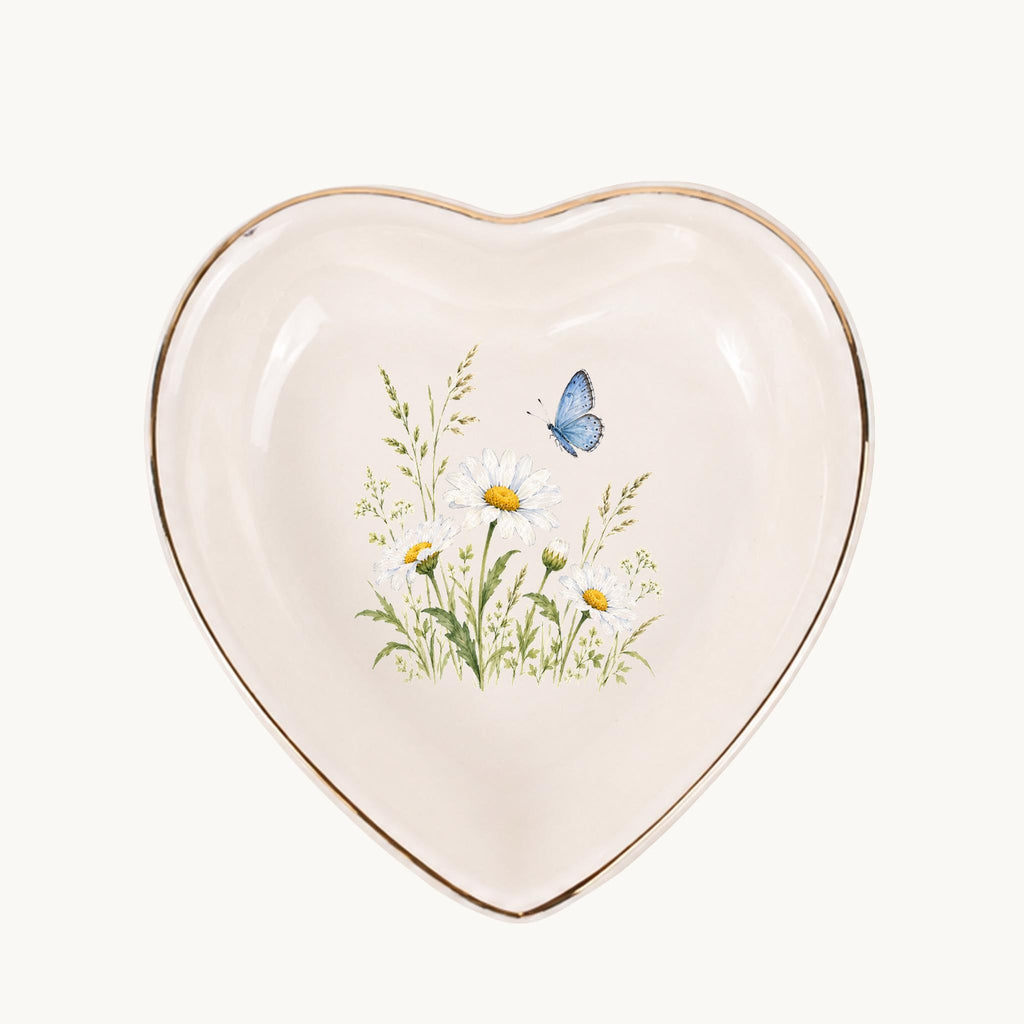 Butterfly Meadow Ceramic Ring Dish, Gold Rim Trinket Tray, Jewelry Holder Gift, Five Shape Options