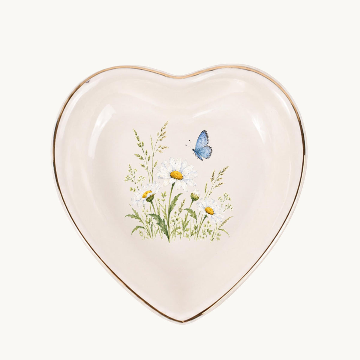 Butterfly Meadow Ceramic Ring Dish, Gold Rim Trinket Tray, Jewelry Holder Gift, Five Shape Options