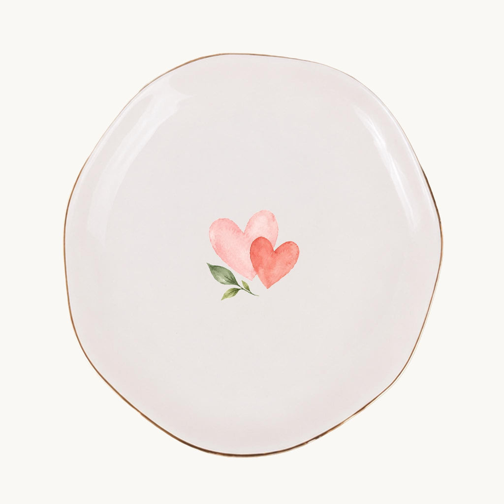 Little Love Ceramic Ring Dish, Gold Rim Trinket Tray, Jewelry Holder Gift, Five Shape Options