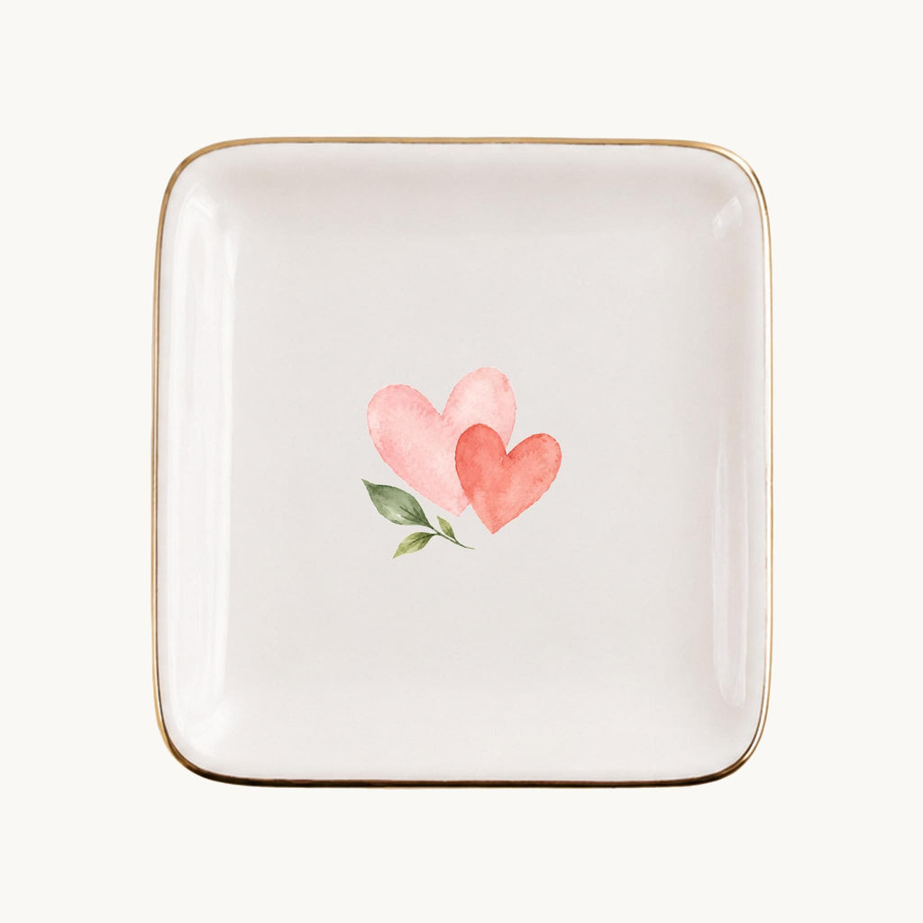 Little Love Ceramic Ring Dish, Gold Rim Trinket Tray, Jewelry Holder Gift, Five Shape Options