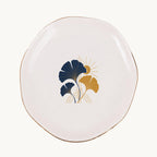 Art Deco Ginkgo Ceramic Ring Dish, Gold Rim Trinket Tray, Jewelry Holder Gift, Five Shape Options
