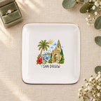 San Diego Ceramic Ring Dish, Gold Rim Trinket Tray, Jewelry Holder Gift, Five Shape Options