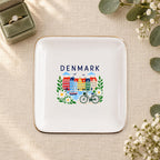 Denmark Ceramic Ring Dish, Gold Rim Trinket Tray, Jewelry Holder Gift, Five Shape Options