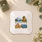 U.S. National Parks Ceramic Ring Dish, Gold Rim Trinket Tray, Jewelry Holder Gift, Five Shape Options