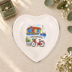 Copenhagen Ceramic Ring Dish, Gold Rim Trinket Tray, Jewelry Holder Gift, Five Shape Options