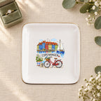 Copenhagen Ceramic Ring Dish, Gold Rim Trinket Tray, Jewelry Holder Gift, Five Shape Options