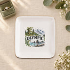 Olympic Ceramic Ring Dish, Gold Rim Trinket Tray, Jewelry Holder Gift, Five Shape Options