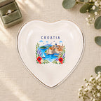 Croatia Ceramic Ring Dish, Gold Rim Trinket Tray, Jewelry Holder Gift, Five Shape Options