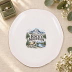 Rocky Mountain Ceramic Ring Dish, Gold Rim Trinket Tray, Jewelry Holder Gift, Five Shape Options
