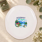 Norway Ceramic Ring Dish, Gold Rim Trinket Tray, Jewelry Holder Gift, Five Shape Options