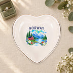 Norway Ceramic Ring Dish, Gold Rim Trinket Tray, Jewelry Holder Gift, Five Shape Options