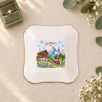 Zermatt Ceramic Ring Dish, Gold Rim Trinket Tray, Jewelry Holder Gift, Five Shape Options