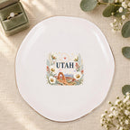 Utah Ceramic Ring Dish, Gold Rim Trinket Tray, Jewelry Holder Gift, Five Shape Options
